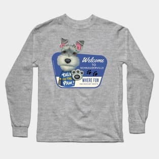 Cute Schnauzer Dog in Schnauzerville for fun and mischief Long Sleeve T-Shirt